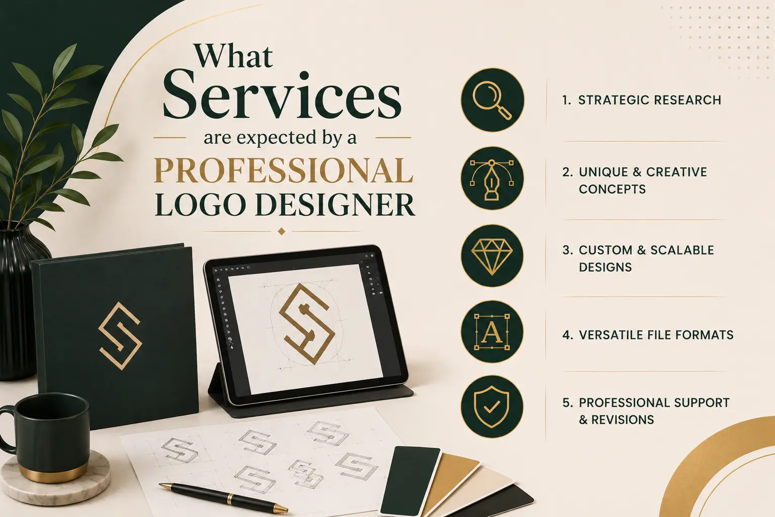 What services are expected by a professional logo designer